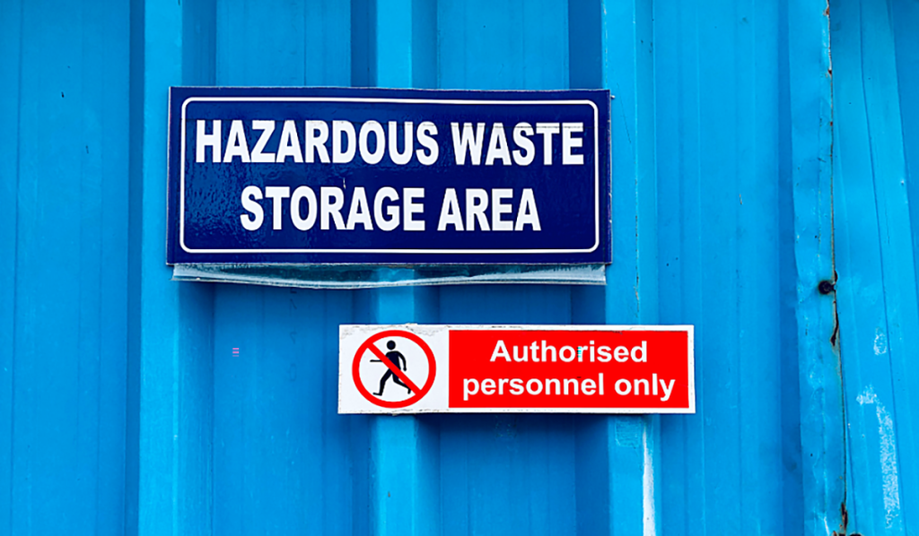 Hazardous waste storage area for authorised personnel